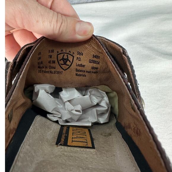 Ariat Womens sz 9.5 Black & Brown Clogs Western Classic Slip-On Low Heel Comfort - Picture 9 of 15